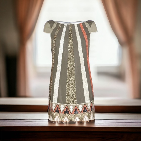 All Saints Aztec Dazzle Spitalfields Sequin Dress Size 10 - Picture 2 of 12